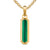 Streamline Inlay Amulet in 18K Yellow Gold with Malachite and Emeralds, 30.7mm