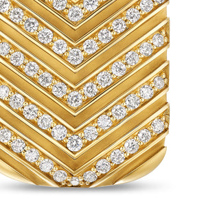 Chevron Tag in 18K Yellow Gold with Diamonds, 27mm