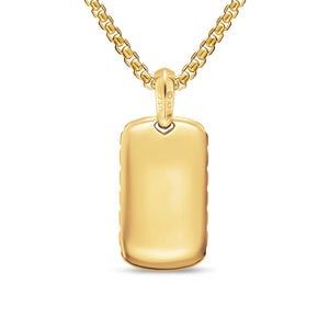 Chevron Tag in 18K Yellow Gold with Tiger's Eye, 27mm