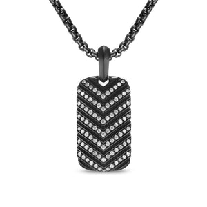 Chevron Tag in Black Titanium with Diamonds, 27mm