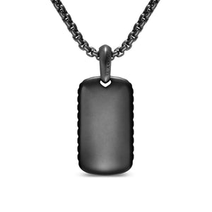 Chevron Tag in Black Titanium with Diamonds, 27mm