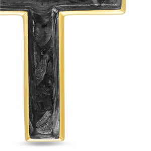 Cross Amulet in 18K Yellow Gold with Forged Carbon, 24mm