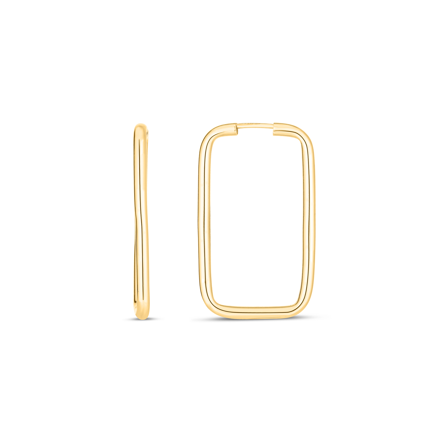 14K Yellow Gold Rectangle Hoop Earrings