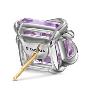 Cable Wrap Stud Earrings in Sterling Silver with Lavender Amethyst and Diamonds, 12mm