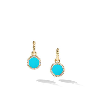Petite DY Elements Drop Earrings in 18K Yellow Gold with Turquoise and Pavé Diamonds
