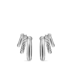 DY Mercer Three Row Hoop Earrings in Sterling Silver, 21mm
