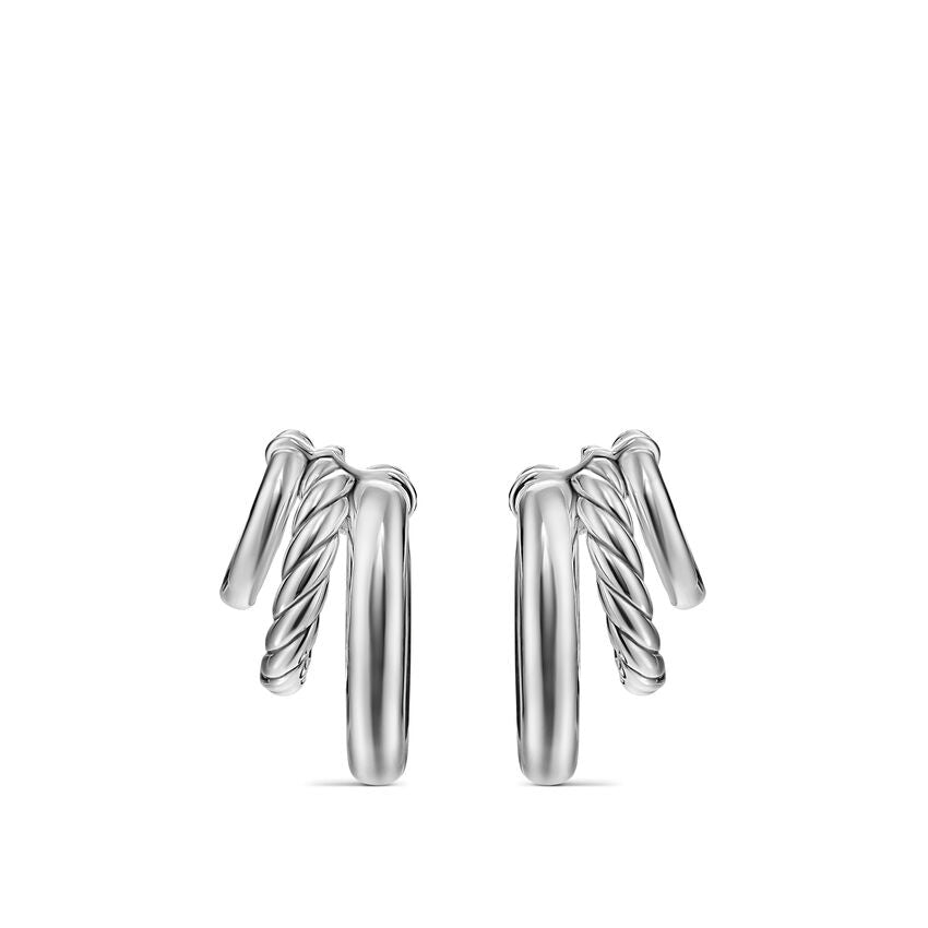 DY Mercer Three Row Hoop Earrings in Sterling Silver, 21mm