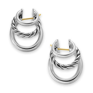 DY Mercer Three Row Hoop Earrings in Sterling Silver, 21mm