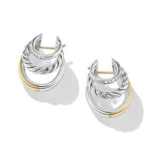 DY Mercer Multi Hoop Earrings in Sterling Silver with 18K Yellow Gold and Pavé Diamonds