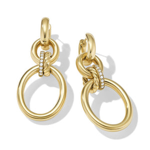 DY Mercer Circular Drop Earrings in 18K Yellow Gold with Pavé Diamonds