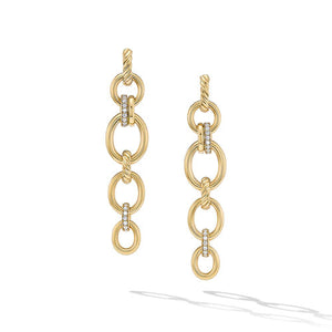 DY Mercer Linked Drop Earrings in 18K Yellow Gold with Pavé Diamonds