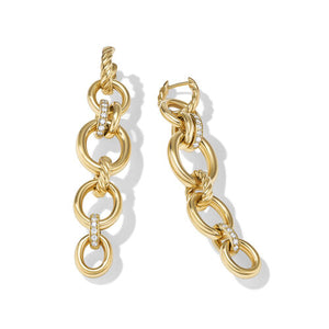 DY Mercer Linked Drop Earrings in 18K Yellow Gold with Pavé Diamonds