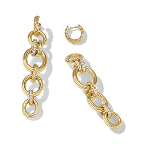 DY Mercer Linked Drop Earrings in 18K Yellow Gold with Pavé Diamonds