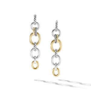DY Mercer Linked Drop Earrings in Sterling Silver with 18K Yellow Gold and Pavé Diamonds