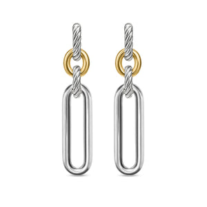 Lexington Double Link Drop Earrings in Sterling Silver with 18K Yellow Gold, 54mm