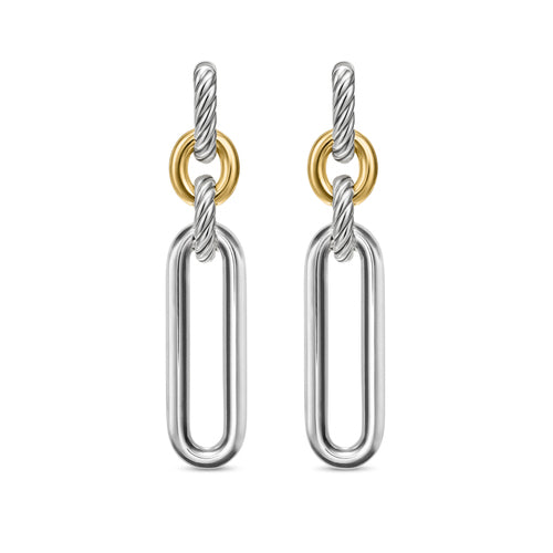 Lexington Double Link Drop Earrings in Sterling Silver with 18K Yellow Gold, 54mm