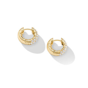 DY Mercer Micro Hoop Earrings in 18K Yellow Gold with Pavé Diamonds