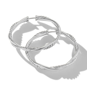 Petite Infinity Hoop Earrings in Sterling Silver with Pavé Diamonds