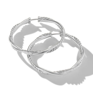 Petite Infinity Hoop Earrings in Sterling Silver with Pavé Diamonds
