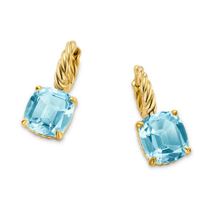 Marbella Drop Earrings in 18K Yellow Gold with Sky Blue Topaz, 25mm