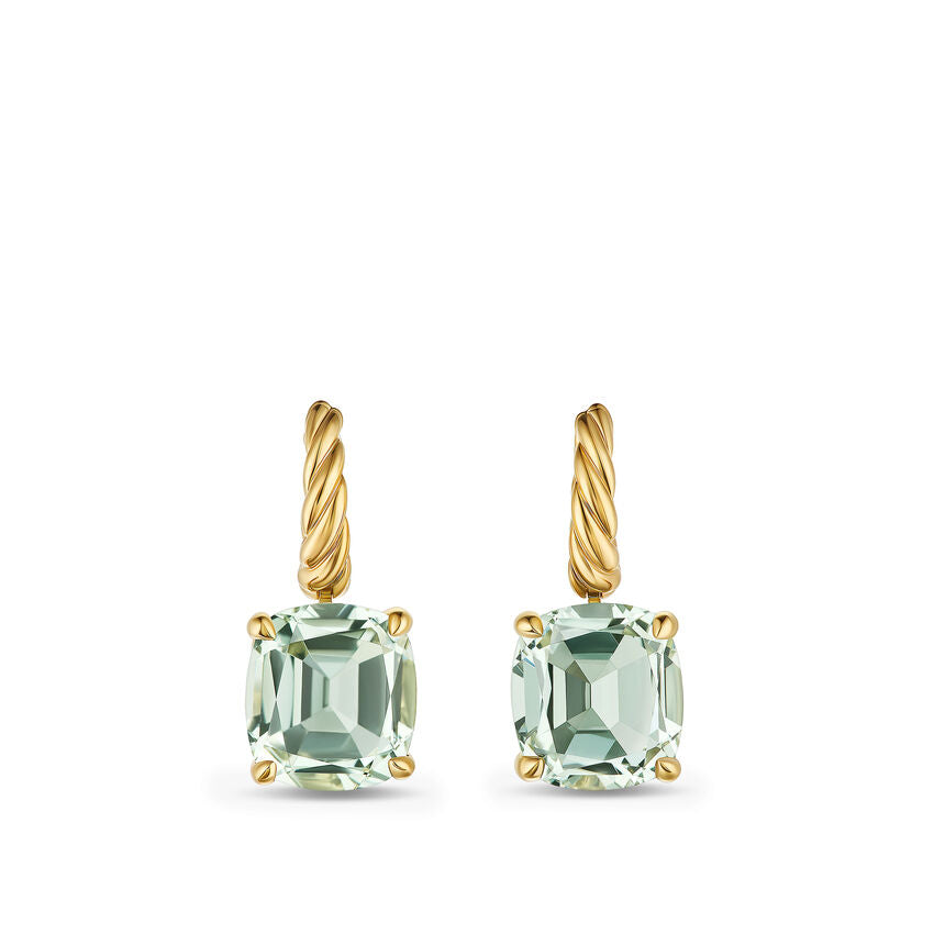 Marbella Drop Earrings in 18K Yellow Gold with Prasiolite, 25mm