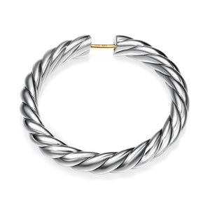 Sculpted Cable Hoop Earrings in Sterling Silver, 38mm
