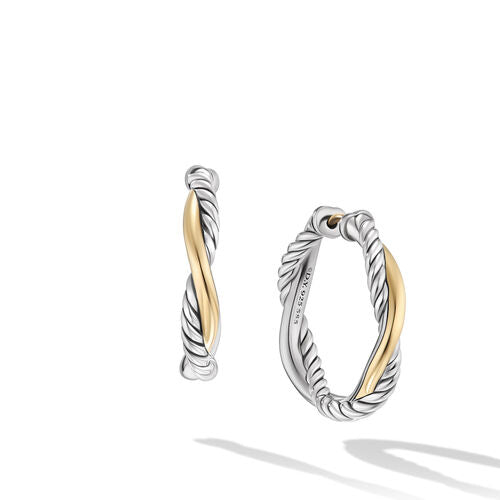 Petite Infinity Hoop Earrings in Sterling Silver with 14K Yellow Gold