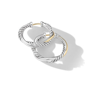 Petite Infinity Hoop Earrings in Sterling Silver with 14K Yellow Gold