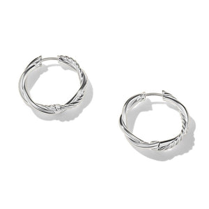 Petite Infinity Hoop Earrings in Sterling Silver with Pavé Diamonds