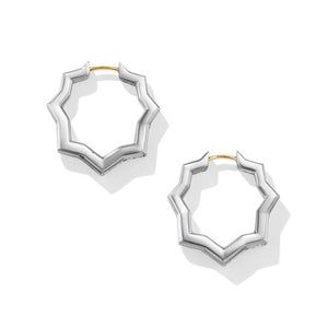 Zig Zag Stax Hoop Earrings in Sterling Silver with Diamonds, 22.8mm