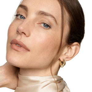 Crossover Trio Multi Row Hoop Earrings in 18K Yellow Gold with Diamonds, 18mm