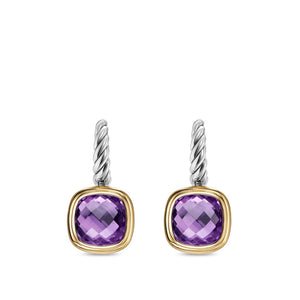 Albion Drop Earrings in Sterling Silver with 18K Yellow Gold and Amethyst, 10mm