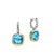 Albion Drop Earrings in Sterling Silver with 18K Yellow Gold and Blue Topaz, 10mm