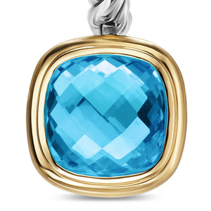 Albion Drop Earrings in Sterling Silver with 18K Yellow Gold and Blue Topaz, 10mm