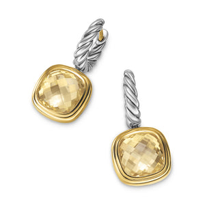 Albion Drop Earrings in Sterling Silver with 18K Yellow Gold and Champagne Citrine, 10mm