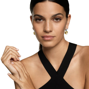 Albion Drop Earrings in Sterling Silver with 18K Yellow Gold and Champagne Citrine, 10mm