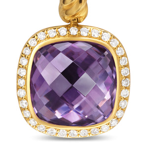 Albion Drop Earrings in 18K Yellow Gold with Amethyst and Diamonds, 10mm