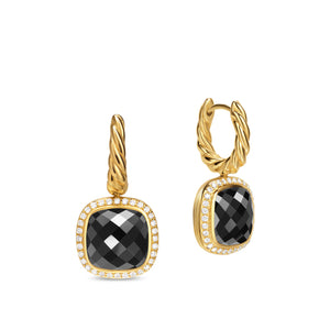 Albion Drop Earrings in 18K Yellow Gold with Black Onyx and Diamonds, 10mm