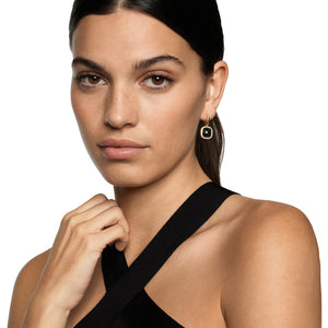 Albion Drop Earrings in 18K Yellow Gold with Black Onyx and Diamonds, 10mm