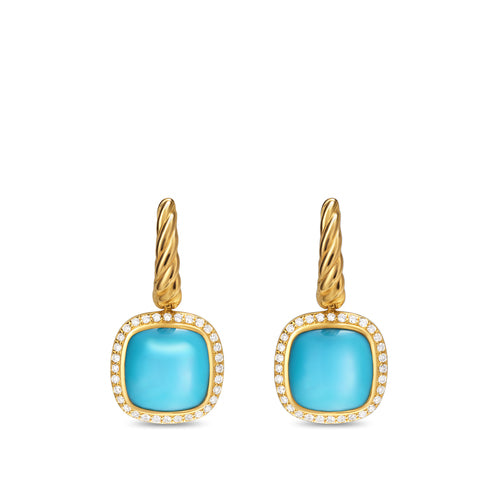 Albion Earrings in Yellow Gold with Turquoise and Diamonds