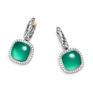 Albion Drop Earrings in Sterling Silver with Lagoon Orchid and Diamonds, 10mm