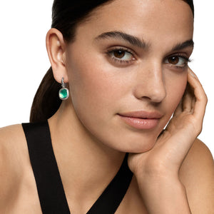 Albion Drop Earrings in Sterling Silver with Lagoon Orchid and Diamonds, 10mm