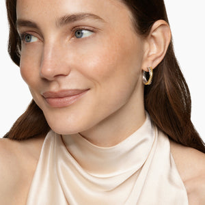 Crossover Hoop Earrings in Sterling Silver with 14K Yellow Gold, 22.4mm