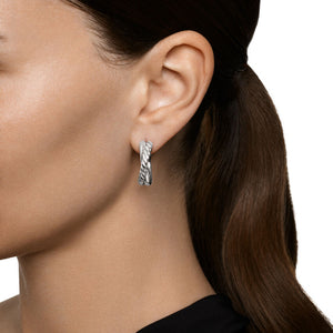 Crossover Hoop Earrings in Sterling Silver, 22.3mm