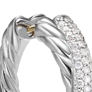 Crossover Hoop Earrings in Sterling Silver with Diamonds, 22.4mm