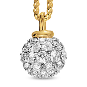 DY Madison Pavé Bead Drop Earrings in 18K Yellow Gold with Diamonds, 33mm
