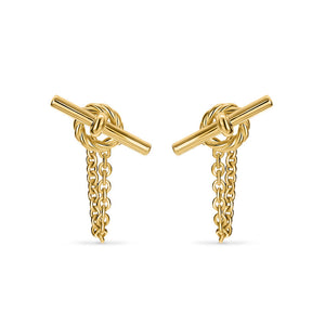 DY Mercer Petite Toggle Chain Stud Earrings in 18K Yellow Gold, 38.2mm