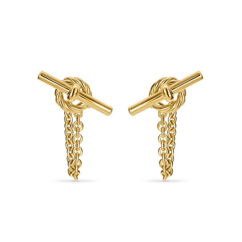 DY Mercer Petite Toggle Chain Stud Earrings in 18K Yellow Gold, 38.2mm