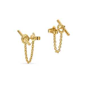 DY Mercer Petite Toggle Chain Stud Earrings in 18K Yellow Gold, 38.2mm