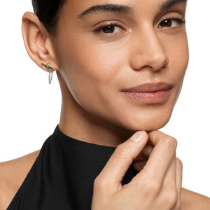 DY Mercer Petite Toggle Chain Stud Earrings in Sterling Silver with 18K Yellow Gold, 38.2mm